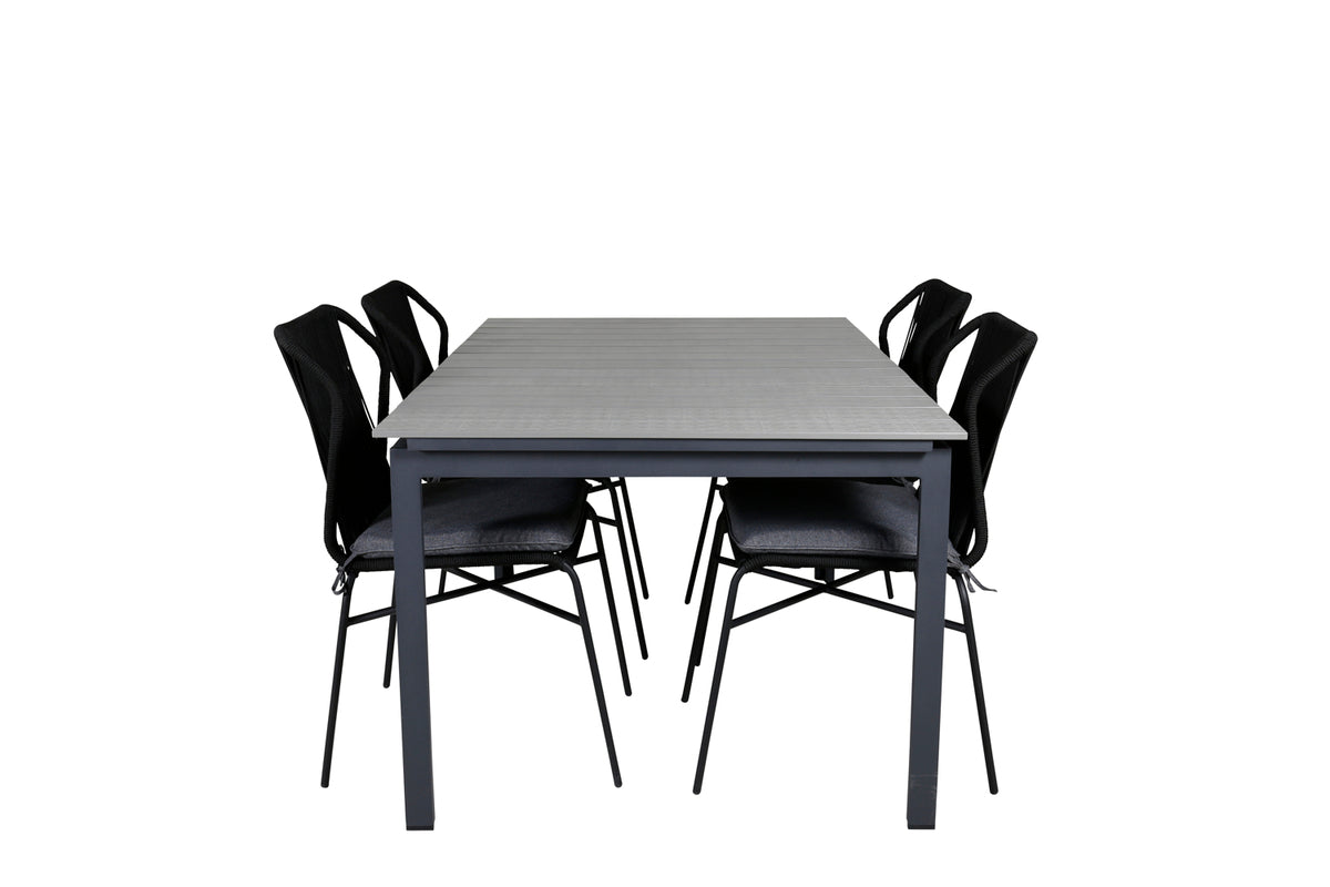 Venture Design Julian & Levels Matstolar Svart + Matbord 160x100x75