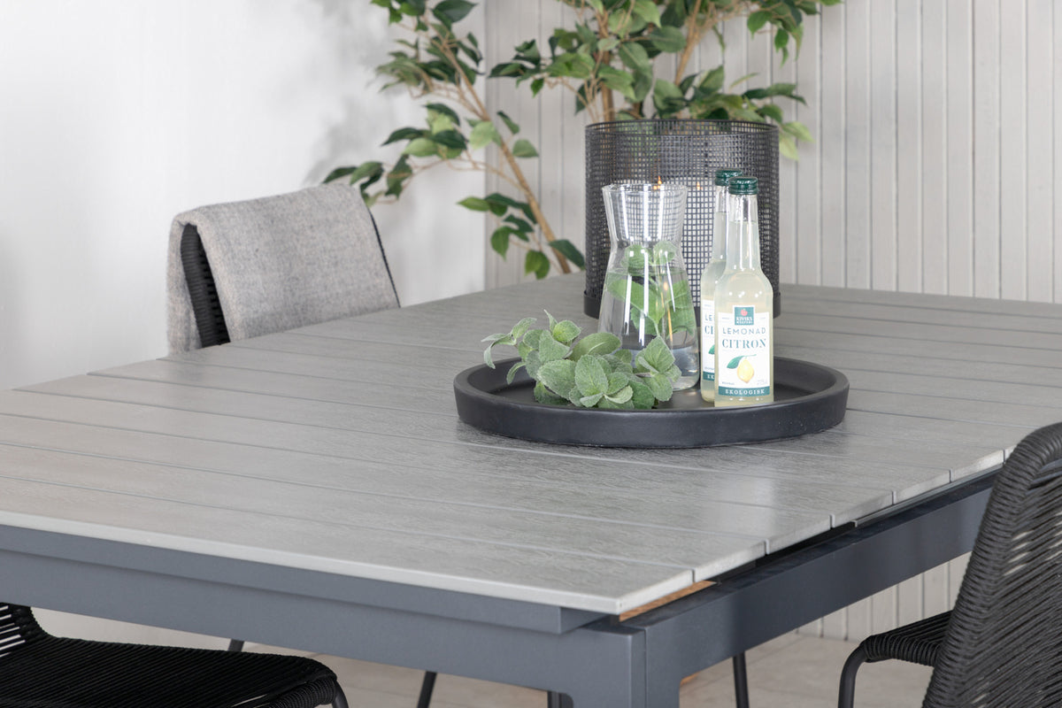 Venture Design Levels & Lindos Matbord 160x100x75 + Matstolar Svart