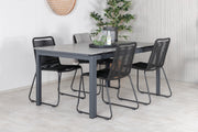 Venture Design Levels & Lindos Matbord 160x100x75 + Matstolar Svart