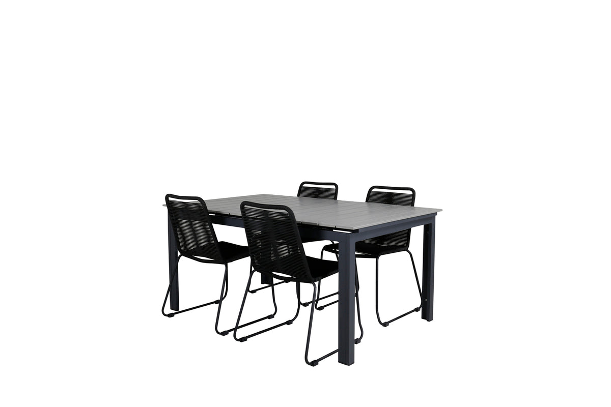 Venture Design Levels & Lindos Matbord 160x100x75 + Matstolar Svart