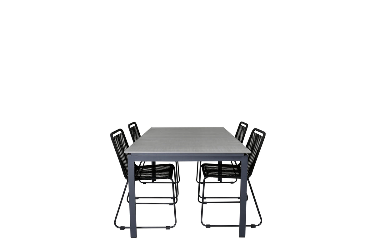 Venture Design Levels & Lindos Matbord 160x100x75 + Matstolar Svart