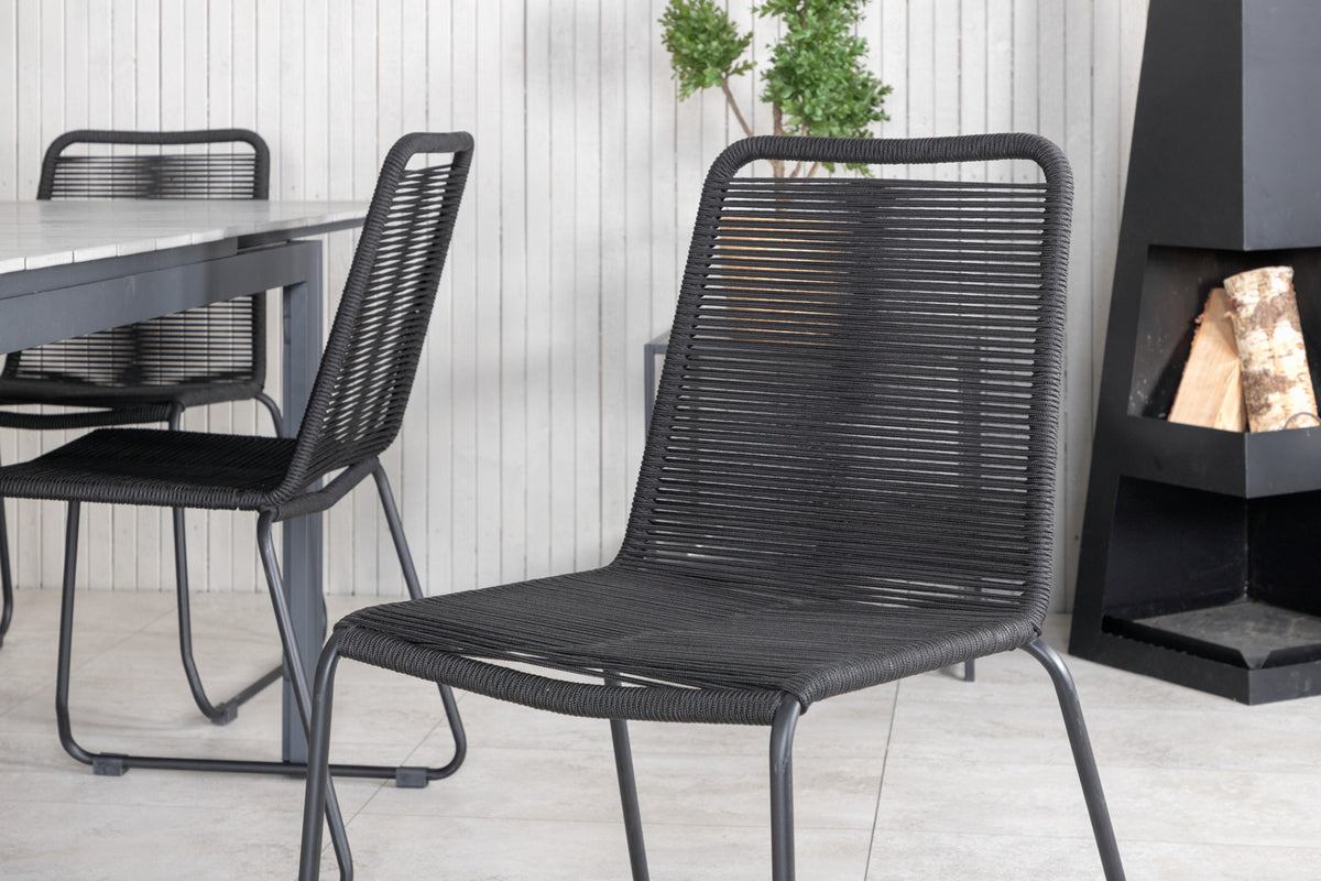 Venture Design Levels & Lindos Matbord 160x100x75 + Matstolar Svart