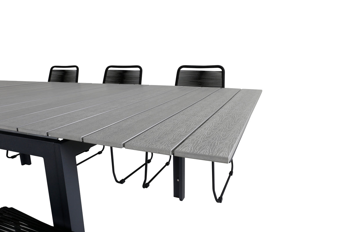 Venture Design Levels & Lindos Matbord 160x100x75 + Matstolar Svart
