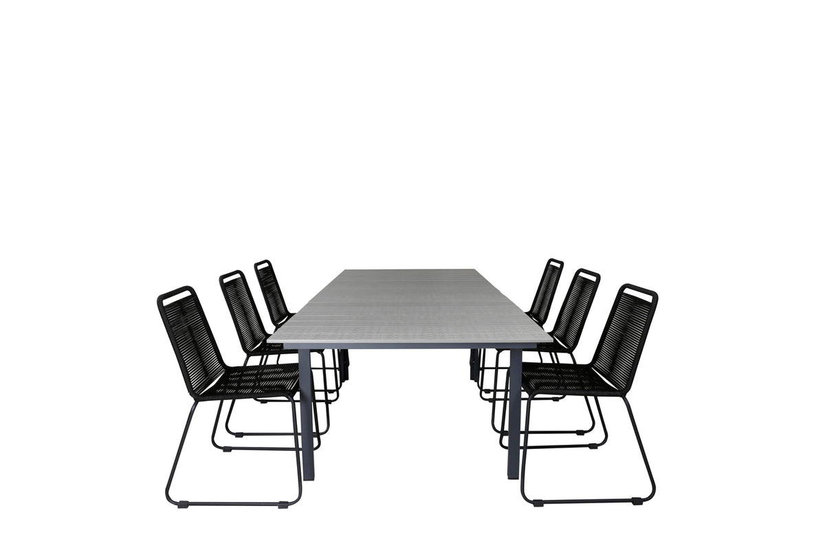 Venture Design Levels & Lindos Matbord 160x100x75 + Matstolar Svart