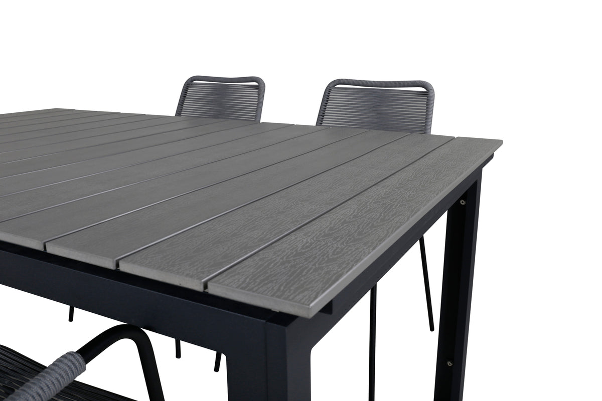 Venture Design Levels & Lindos Matbord 160x100x75 + Matstolar Grå