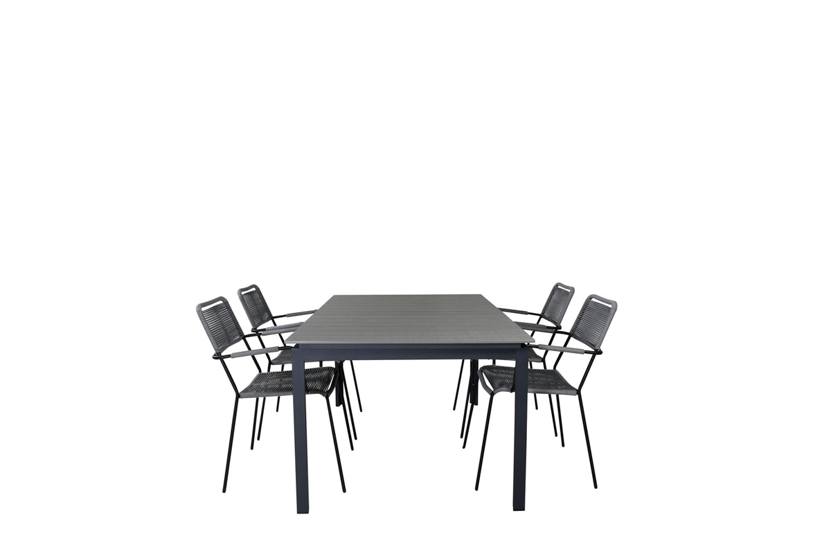 Venture Design Levels & Lindos Matbord 160x100x75 + Matstolar Grå
