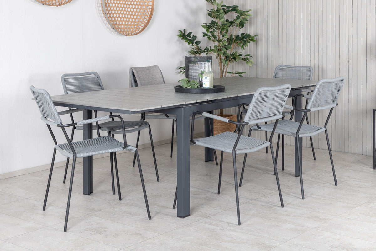 Venture Design Levels & Lindos Matbord 160x100x75 + Matstolar Grå