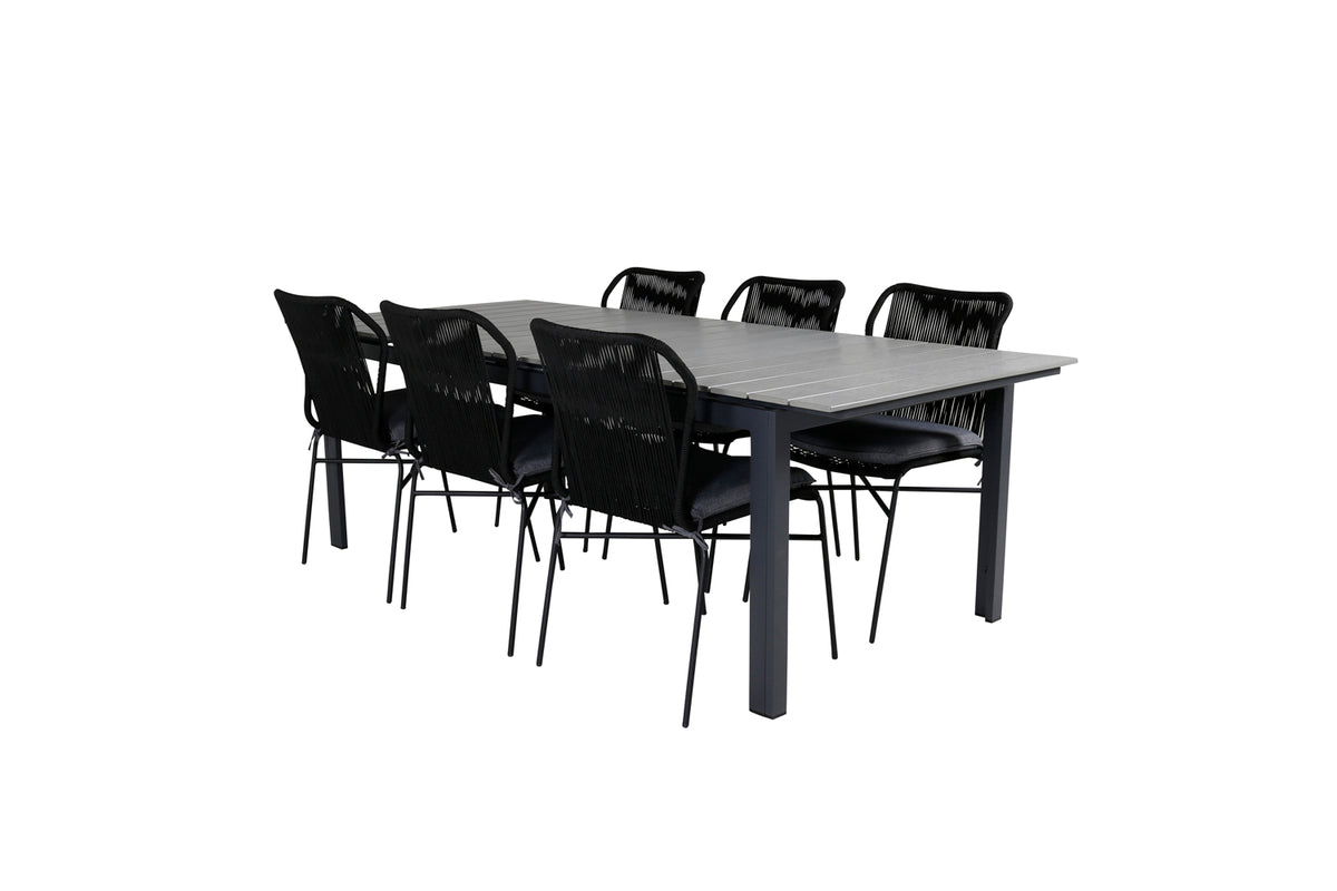 Venture Design Julian & Levels Matstolar Svart + Matbord 224x100