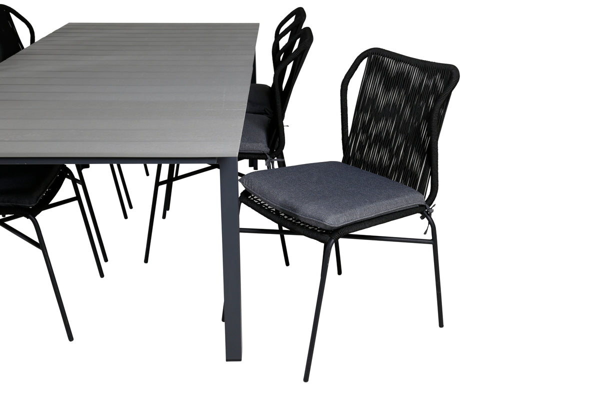 Venture Design Julian & Levels Matstolar Svart + Matbord 224x100