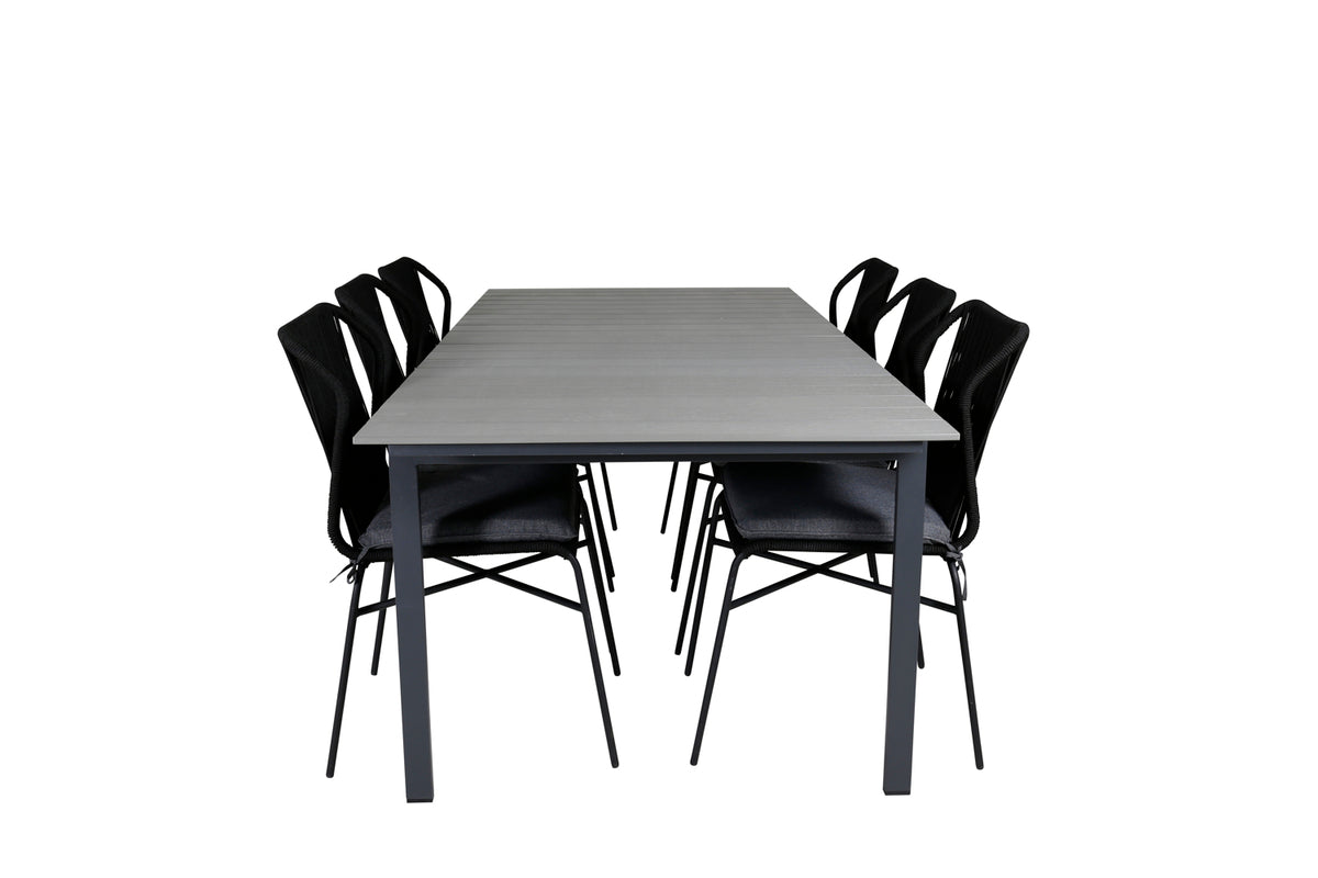 Venture Design Julian & Levels Matstolar Svart + Matbord 224x100