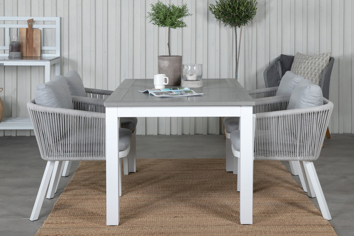 Venture Design Virya & Albany Matstolar 2-pack Grå + Rektangulära Matbord 74 x 152 x 90 Vit