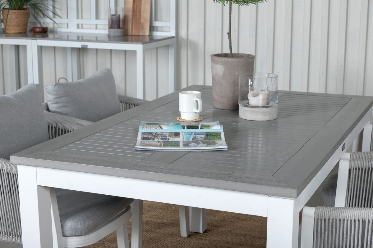 Venture Design Virya & Albany Matstolar 2-pack Grå + Rektangulära Matbord 74 x 152 x 90 Vit