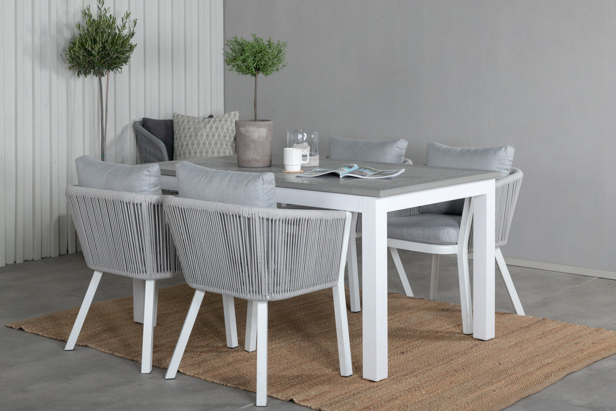 Venture Design Virya & Albany Matstolar 2-pack Grå + Rektangulära Matbord 74 x 152 x 90 Vit