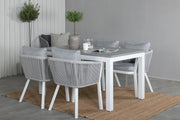 Venture Design Virya & Albany Matstolar 2-pack Grå + Rektangulära Matbord 74 x 152 x 90 Vit