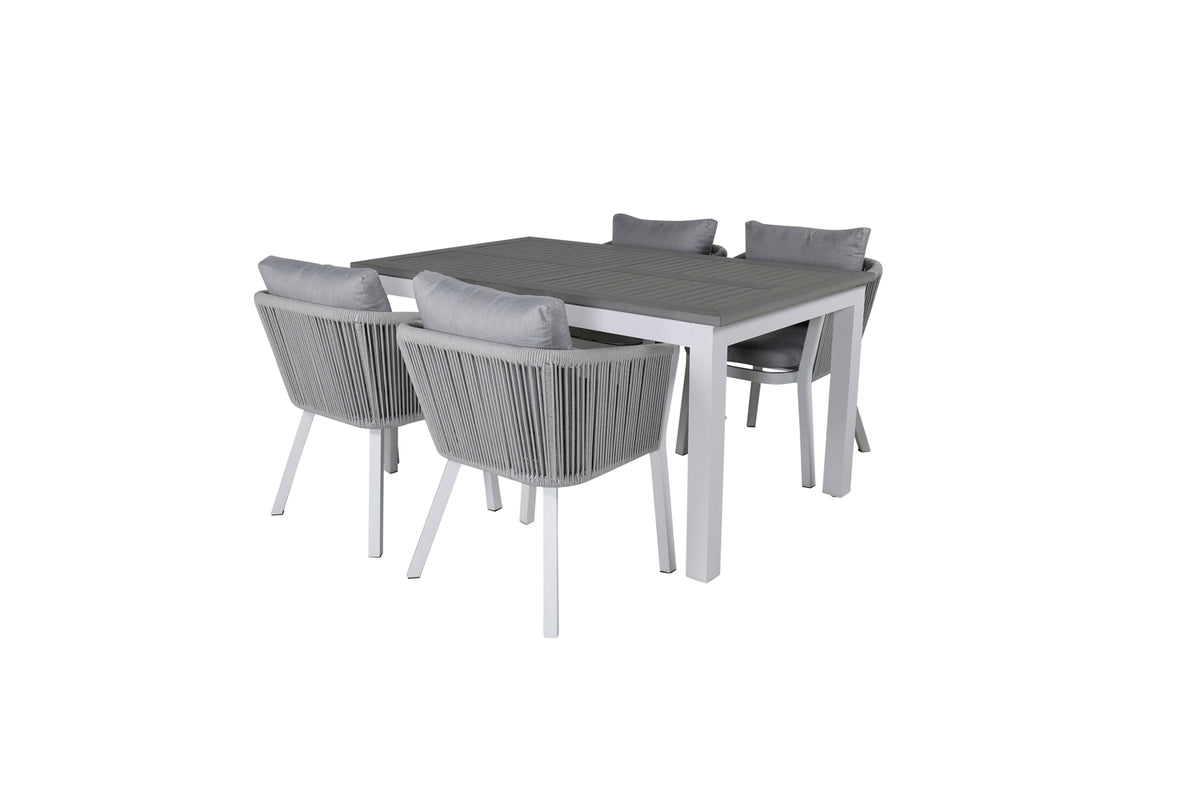 Venture Design Virya & Albany Matstolar 2-pack Grå + Rektangulära Matbord 74 x 152 x 90 Vit