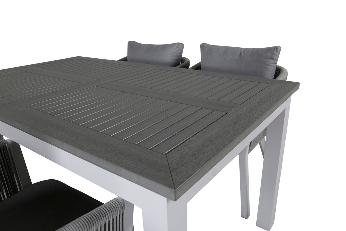 Venture Design Virya & Albany Matstolar 2-pack Grå + Rektangulära Matbord 74 x 152 x 90 Vit
