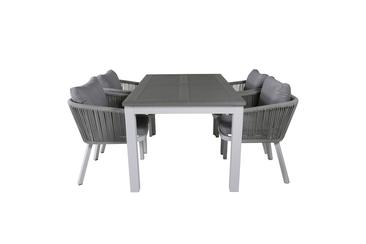 Venture Design Virya & Albany Matstolar 2-pack Grå + Rektangulära Matbord 74 x 152 x 90 Vit