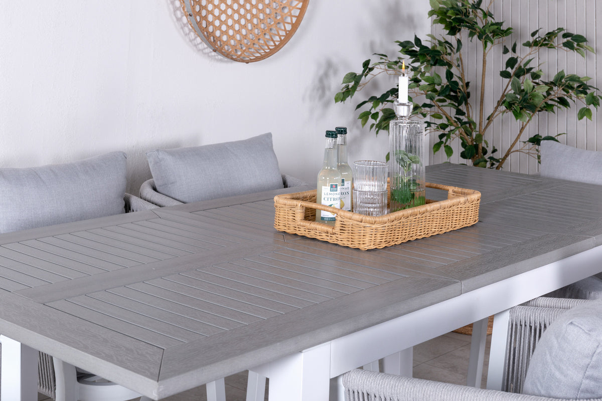 Venture Design Virya & Albany Matstolar 2-pack Grå + Rektangulära Matbord 74 x 152 x 90 Vit