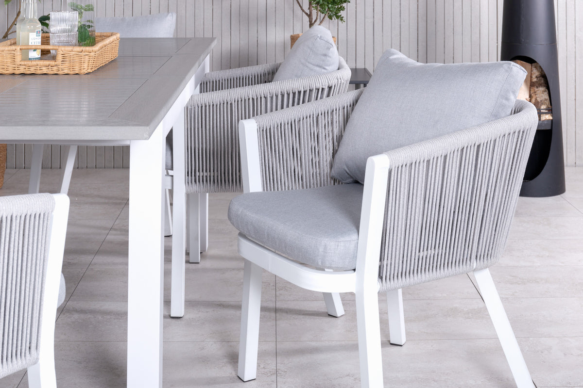 Venture Design Virya & Albany Matstolar 2-pack Grå + Rektangulära Matbord 74 x 152 x 90 Vit