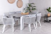 Venture Design Virya & Albany Matstolar 2-pack Grå + Rektangulära Matbord 74 x 152 x 90 Vit