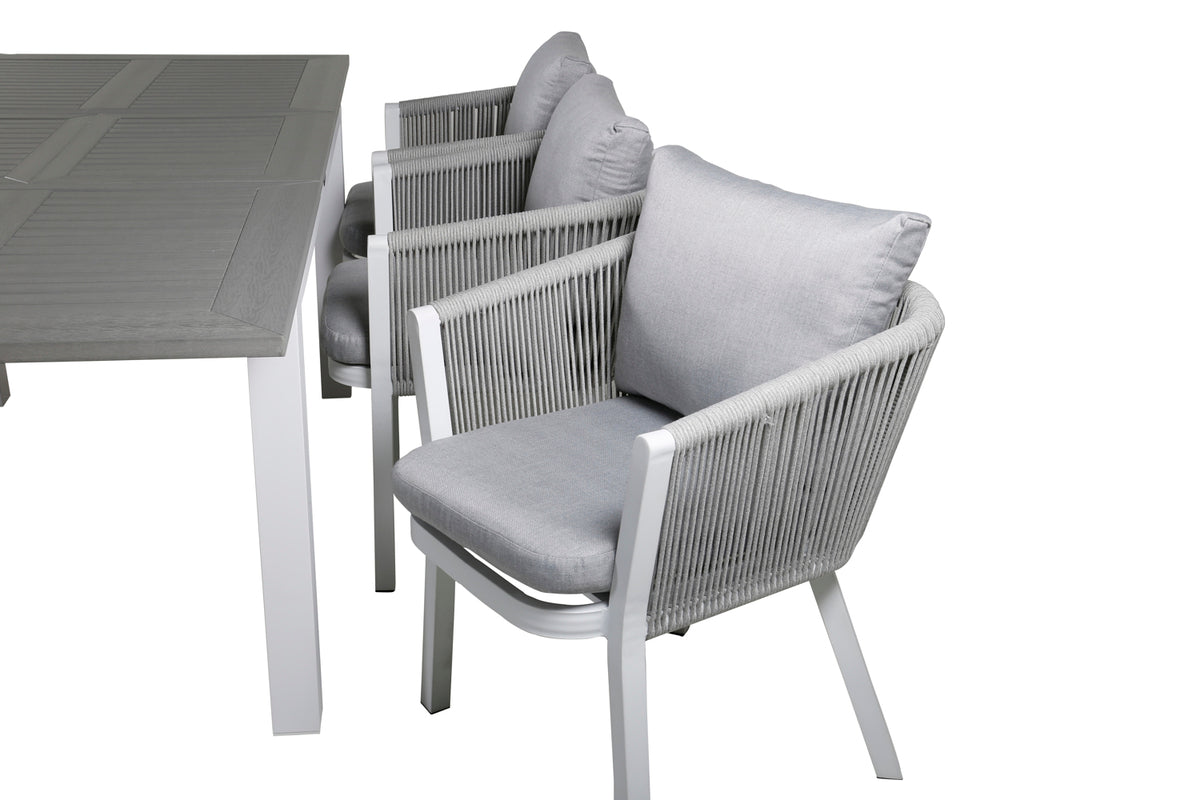 Venture Design Virya & Albany Matstolar 2-pack Grå + Rektangulära Matbord 74 x 152 x 90 Vit