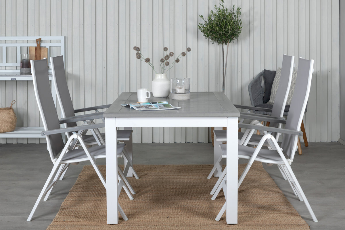 Venture Design Albany Positionsstolar 2-pack Grå + Rektangulära Matbord 74 x 152 x 90 Vit
