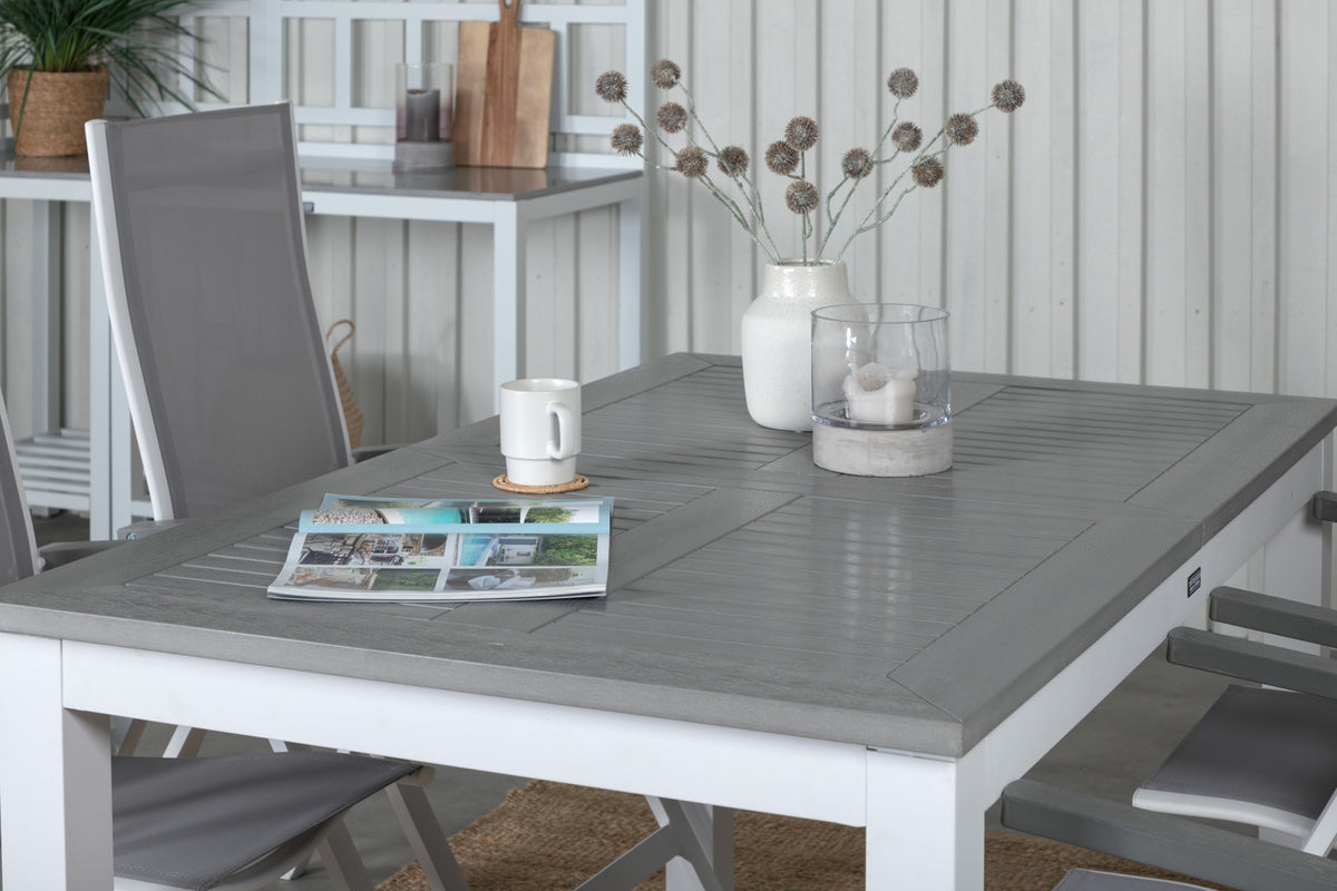 Venture Design Albany Positionsstolar 2-pack Grå + Rektangulära Matbord 74 x 152 x 90 Vit