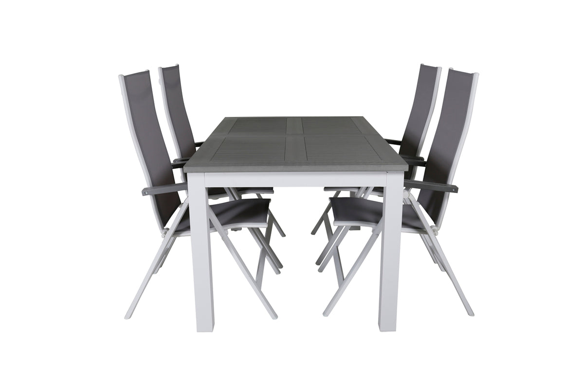 Venture Design Albany Positionsstolar 2-pack Grå + Rektangulära Matbord 74 x 152 x 90 Vit