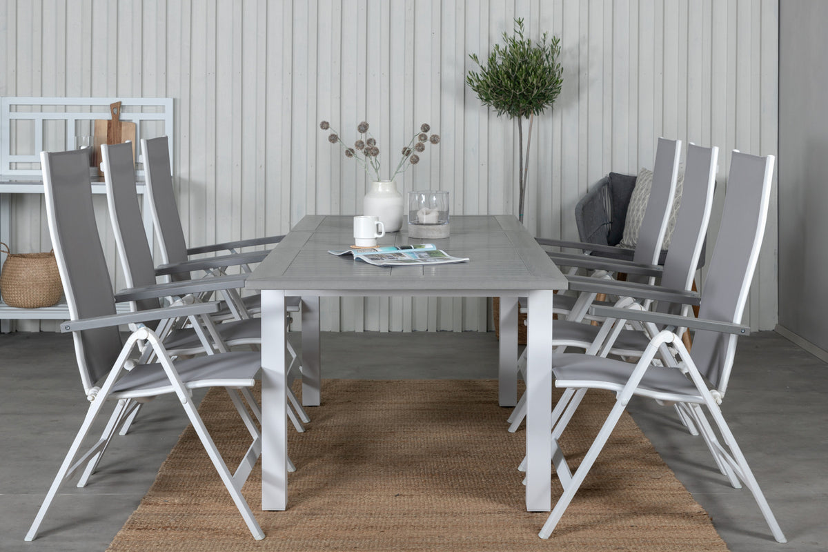 Venture Design Albany Positionsstolar 2-pack Grå + Rektangulära Matbord 74 x 152 x 90 Vit
