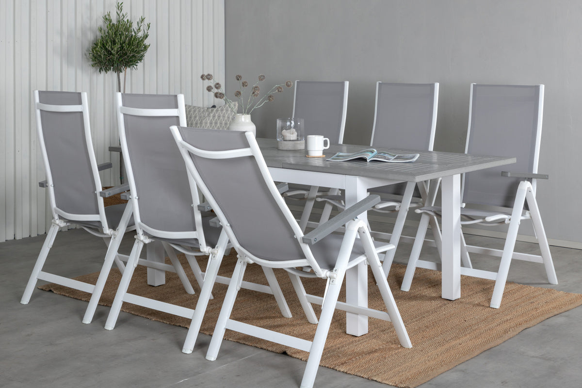 Venture Design Albany Positionsstolar 2-pack Grå + Rektangulära Matbord 74 x 152 x 90 Vit