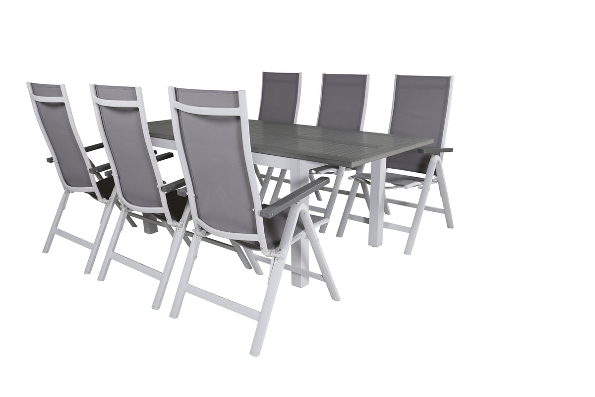 Venture Design Albany Positionsstolar 2-pack Grå + Rektangulära Matbord 74 x 152 x 90 Vit