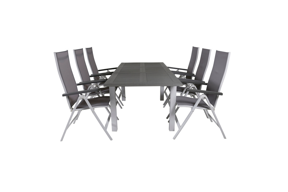 Venture Design Albany Positionsstolar 2-pack Grå + Rektangulära Matbord 74 x 152 x 90 Vit