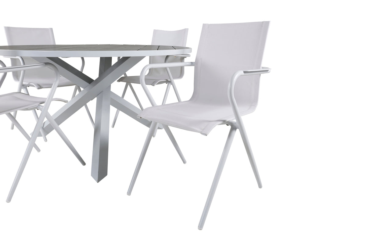 Venture Design Alina & Parma Matstolar Vit + Matbord ⌀140