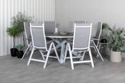 Venture Design Albany & Parma Positionsstolar Grå + Matbord ⌀140