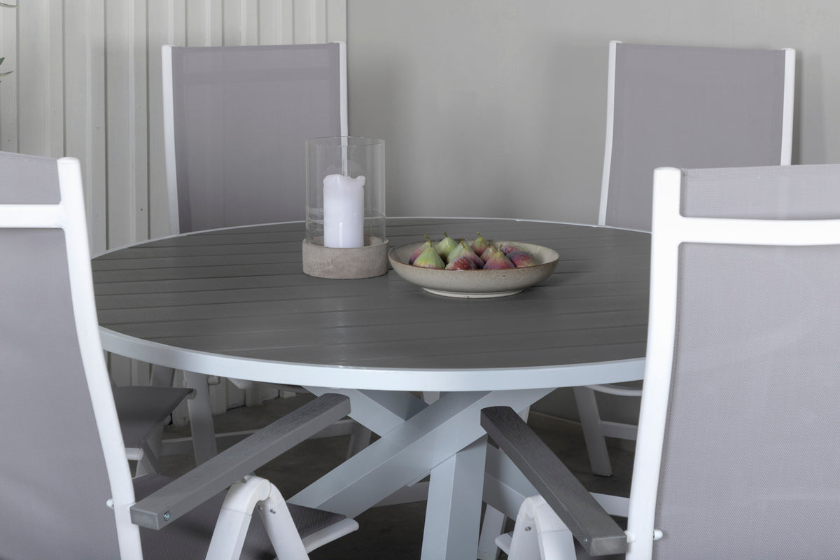 Venture Design Albany & Parma Positionsstolar Grå + Matbord ⌀140