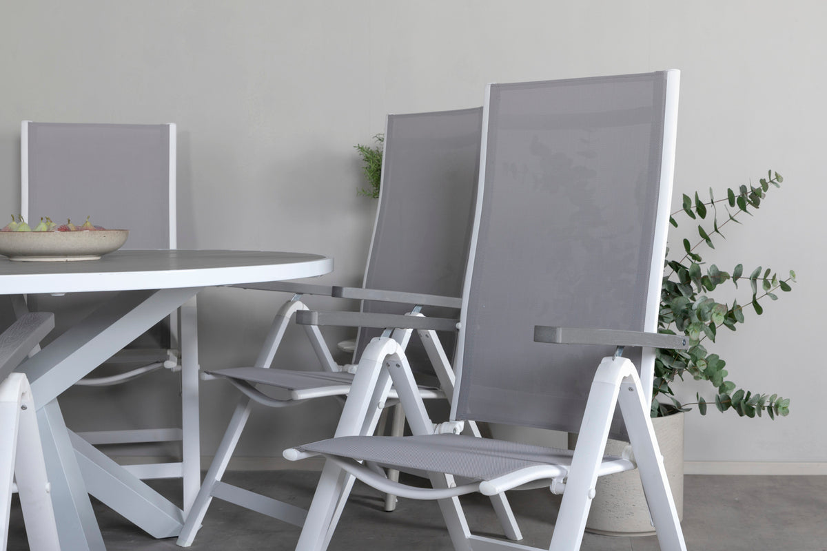Venture Design Albany & Parma Positionsstolar Grå + Matbord ⌀140