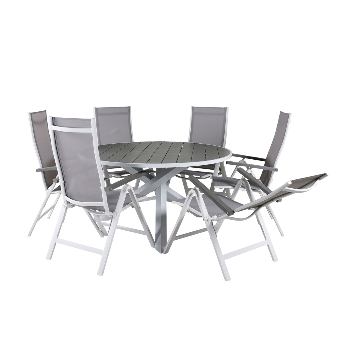 Venture Design Albany & Parma Positionsstolar Grå + Matbord ⌀140