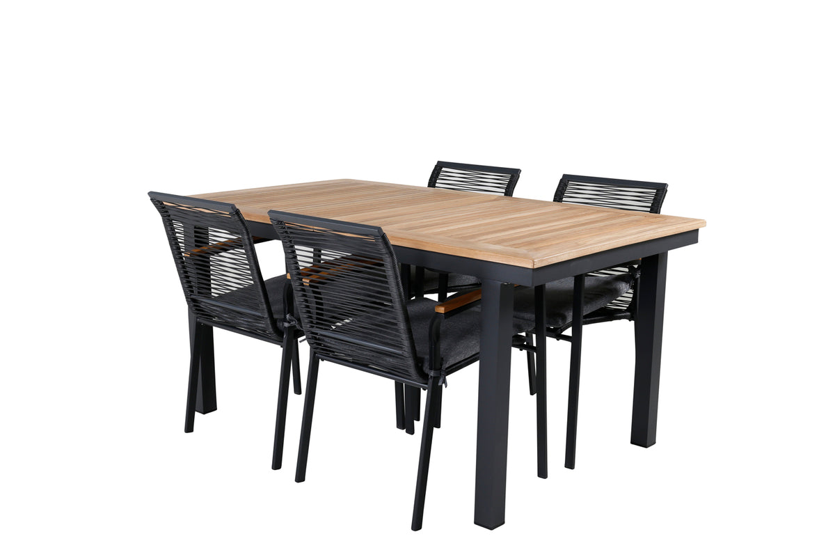 Venture Design Dallas & Panama Matstolar Svart + Matbord 152x90