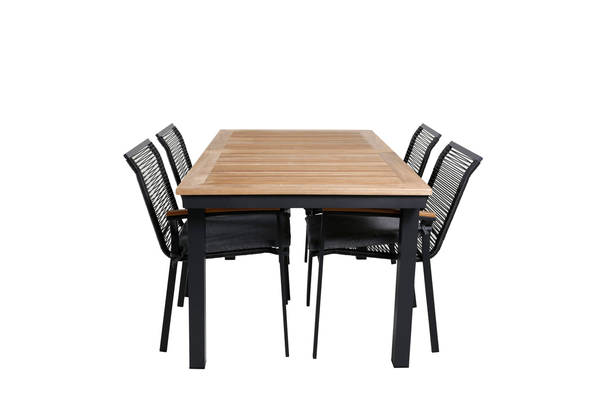 Venture Design Dallas & Panama Matstolar Svart + Matbord 152x90