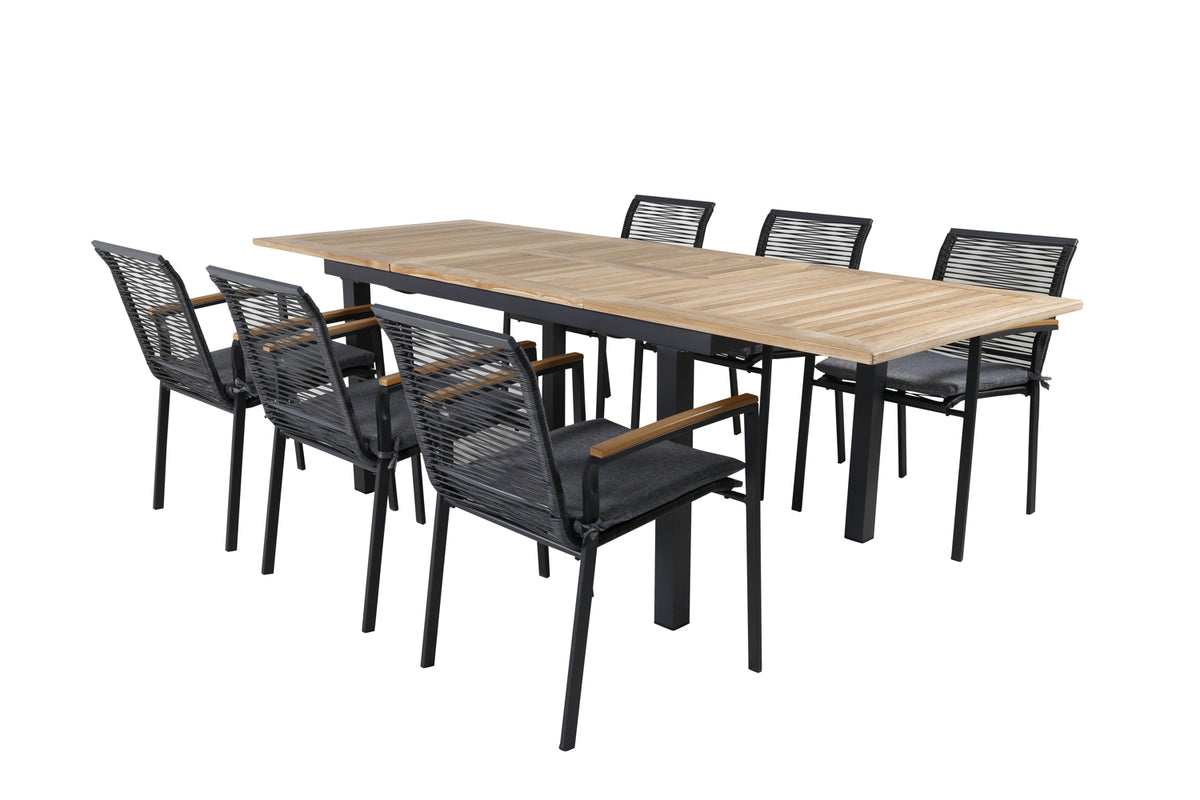 Venture Design Dallas & Panama Matstolar Svart + Matbord 152x90