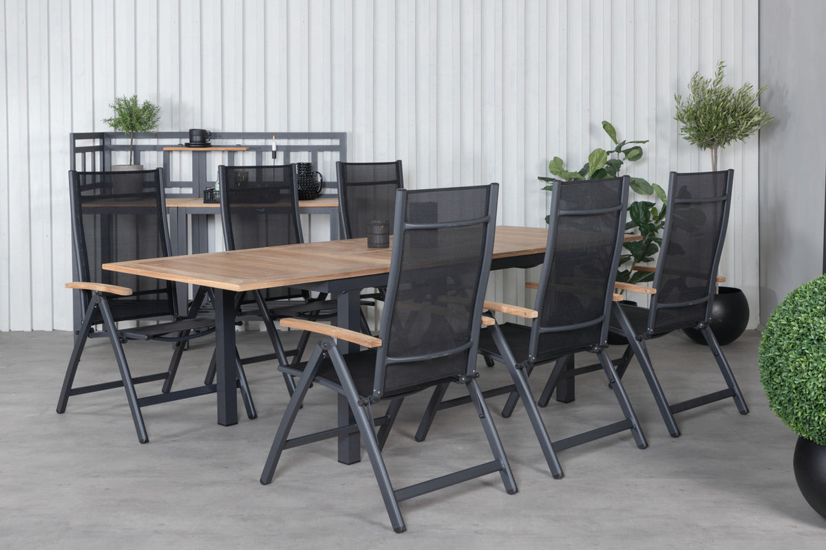 Venture Design Panama Positionsstolar Svart + Rektangulära Matbord 210x90x75 Svart
