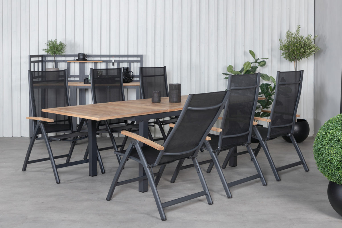 Venture Design Panama Positionsstolar Svart + Rektangulära Matbord 210x90x75 Svart