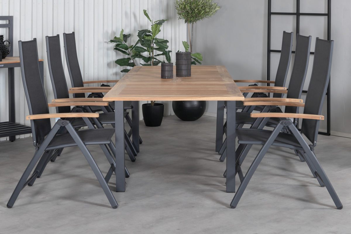 Venture Design Panama Positionsstolar Svart + Rektangulära Matbord 210x90x75 Svart