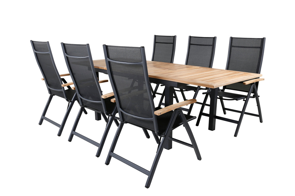 Venture Design Panama Positionsstolar Svart + Rektangulära Matbord 210x90x75 Svart