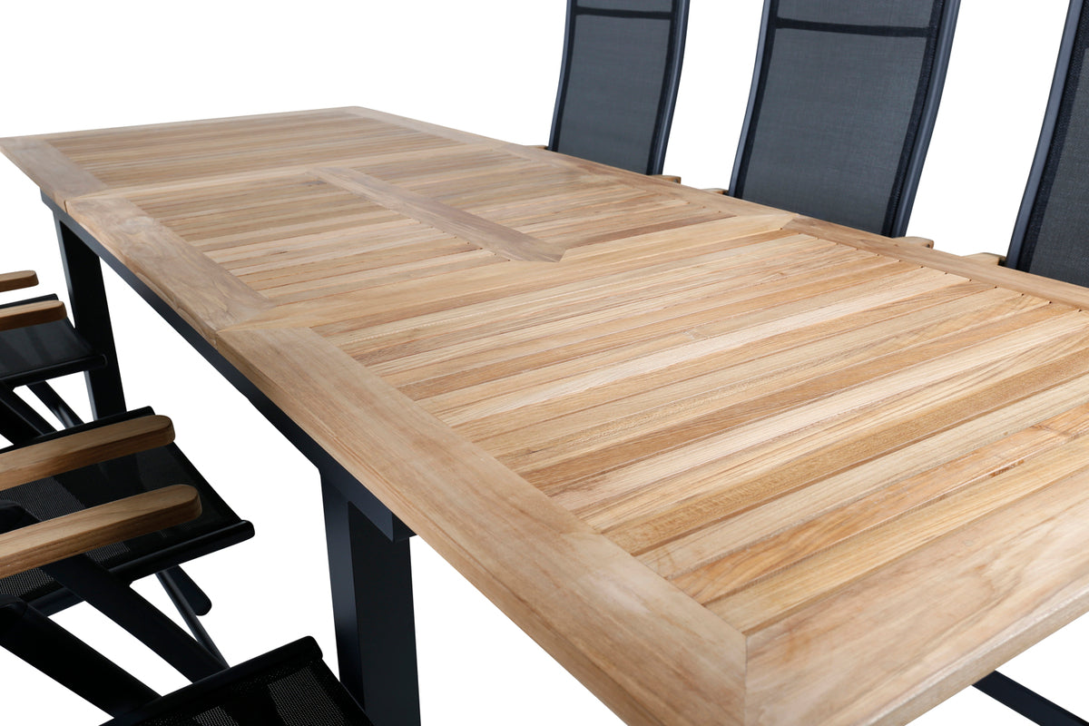 Venture Design Panama Positionsstolar Svart + Rektangulära Matbord 210x90x75 Svart