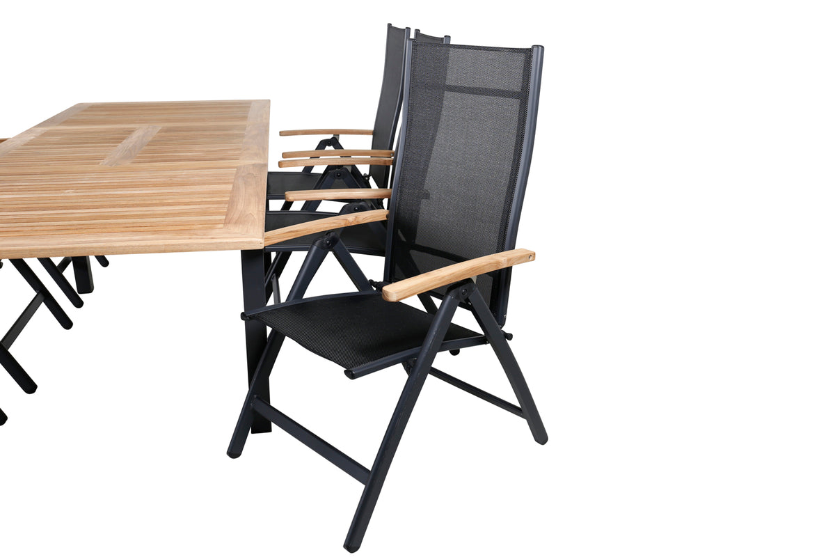 Venture Design Panama Positionsstolar Svart + Rektangulära Matbord 210x90x75 Svart