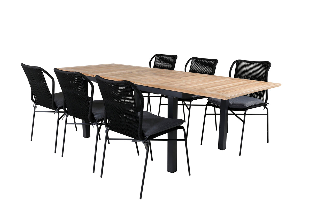 Venture Design Julian & Panama Matstolar Svart + Matbord 152x90