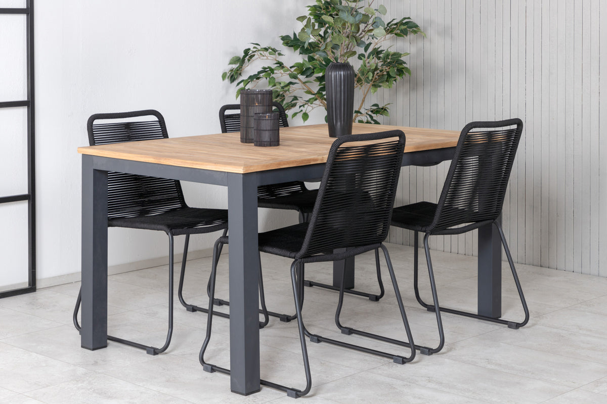 Venture Design Panama & Lindos Matbord 152x90 + Matstolar Svart