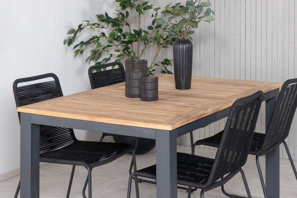Venture Design Panama & Lindos Matbord 152x90 + Matstolar Svart
