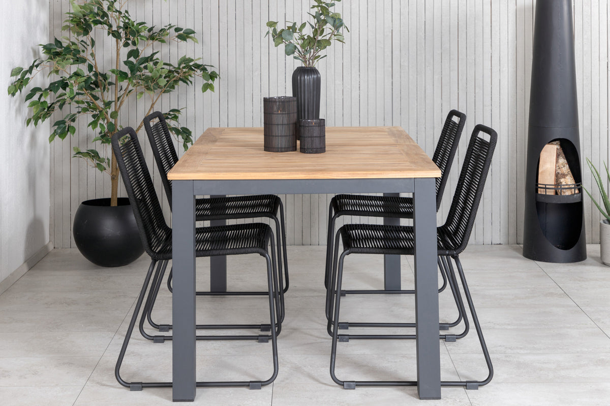 Venture Design Panama & Lindos Matbord 152x90 + Matstolar Svart